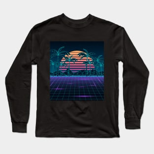 80s Loveliest Sunset Synthwave Long Sleeve T-Shirt